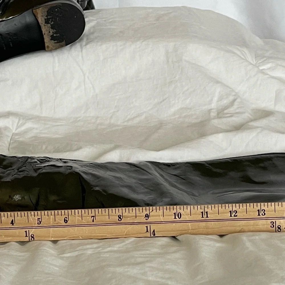 Sergio Rossi Patent Leather Over-the-Knee Boots Olive Green Size 38 Made in Ital